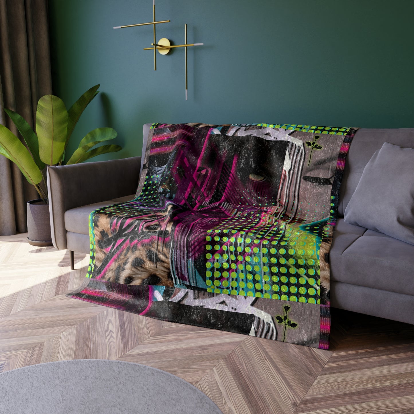 GXC Graffiti Crushed Velvet Blanket